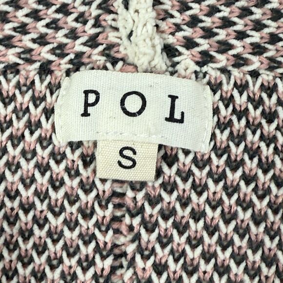 POL Floral Pattern Hooded Cropped Sweater Women Small Pink Cream Boxy - Picture 6 of 8